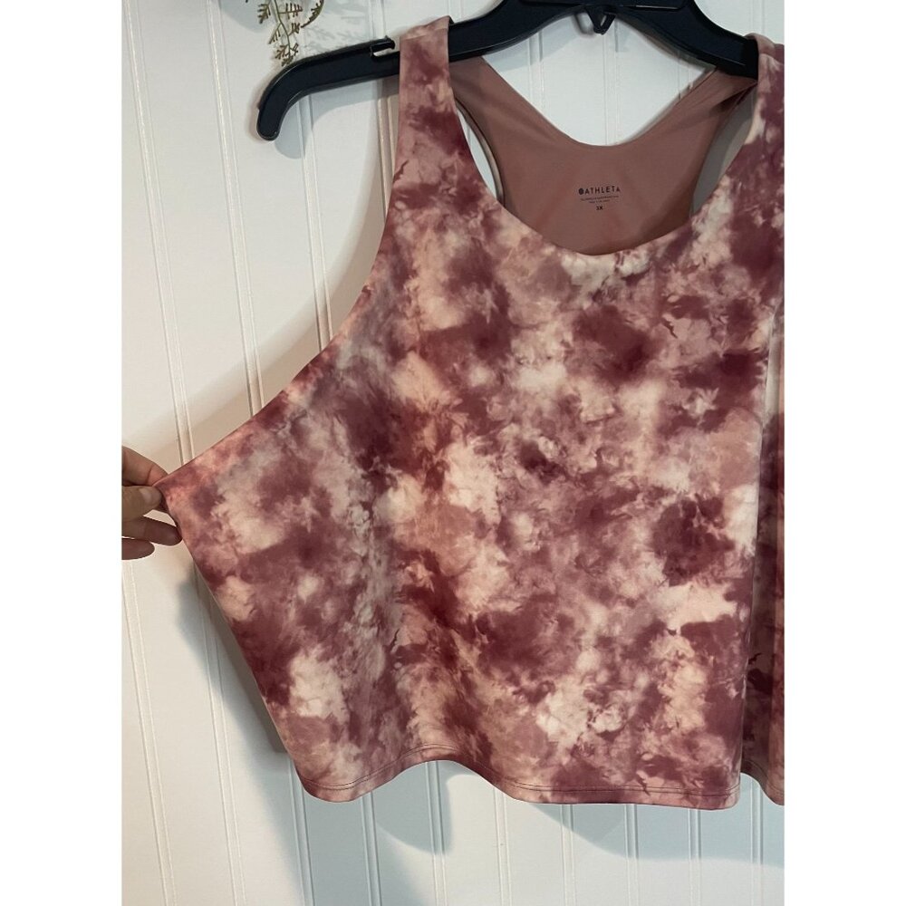 Athleta Womens Tie-Dye Tank Top 3X Polyester Spandex Blend Pink & White - Picture 3 of 10